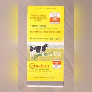 Carnation Leche Clavel Matchbook Cover [ READ DETAILS ]